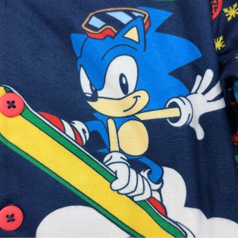 NWT Sonic the Hedgehog Pajama Set Toddlers 4T Flannel Button Up Pjs Pajamas